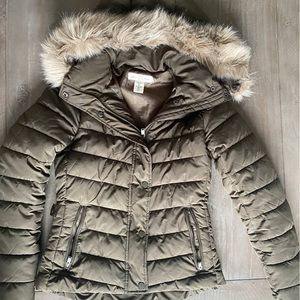 Olive green puffer coat from H&M